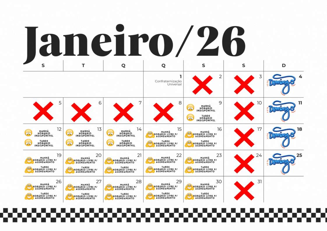 Calendário mensal 2024 planejamento básico colorido branco.gif